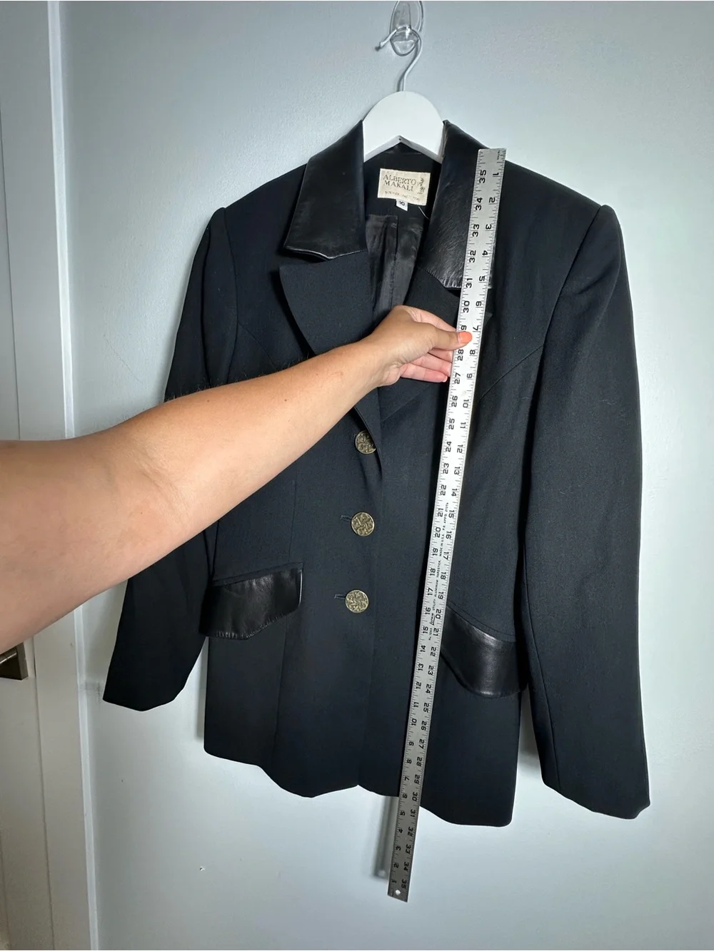 Alberto Makali Wool Leather Blazer Jacket Size 10